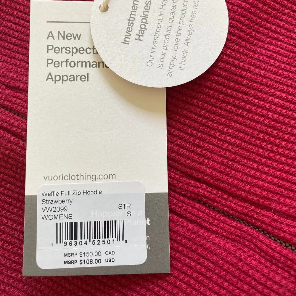 NWT Vuori Waffle Full Zip Hoodie - S - Picture 4 of 9